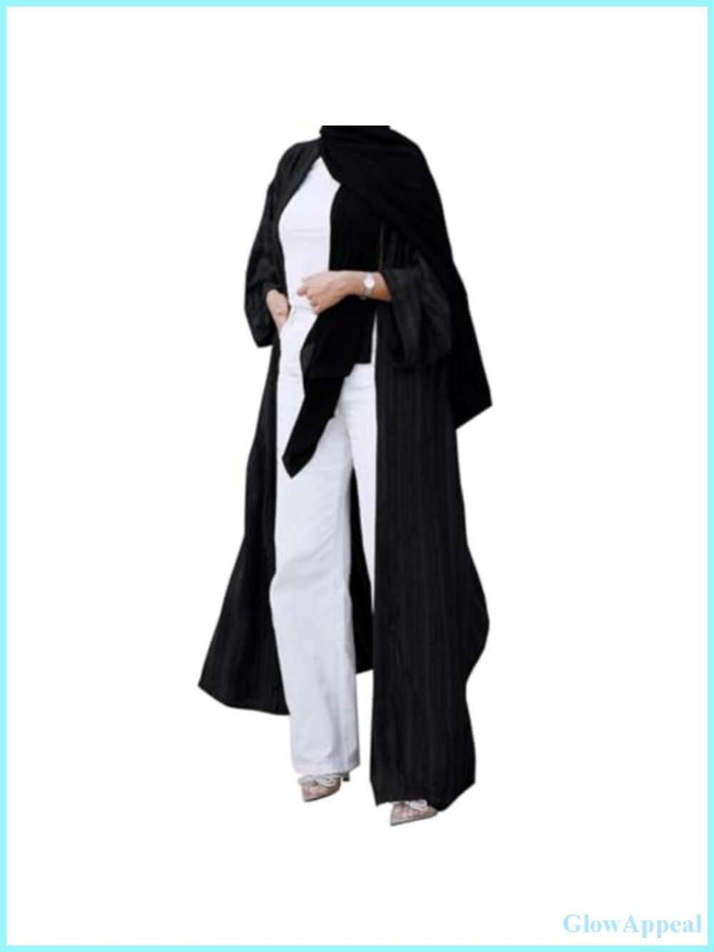 Womens Muslim Abaya Cardigan Open Front Modest Full Length Kaftan Robe with